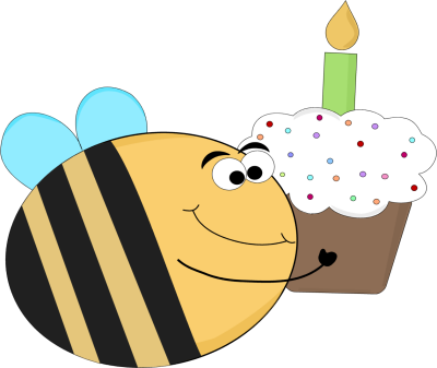 Funny Clipart Cupcake - Birthday Bee Clipart (400x337), Png Download