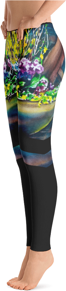 Flower Urn Watercolor Leggings - Leggings (1000x1000), Png Download