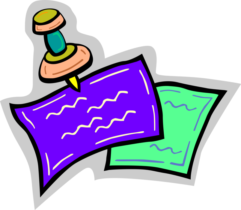 Vector Illustration Of Push Pin Or Thumb Tack Fastens - Clip Art (804x700), Png Download