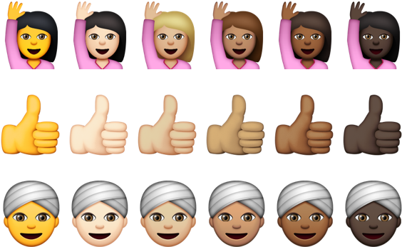 Apple Adds 5 Skin Shades For More Racially Diverse - Emoji Skin Tone Png (640x360), Png Download