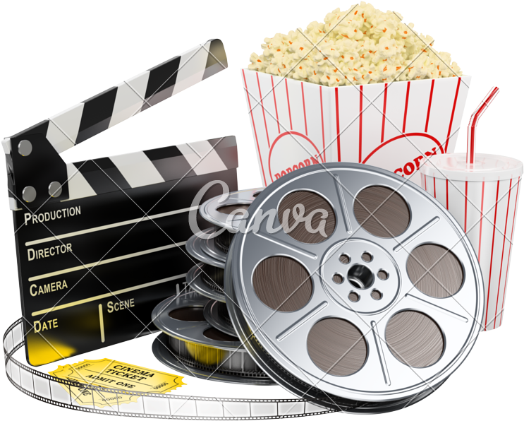 D Cinema Film Reel Drink And - Canva (800x669), Png Download