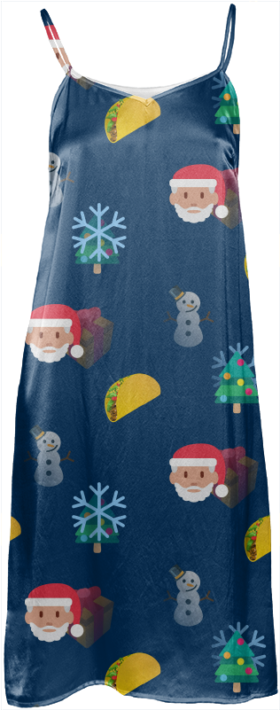 Christmas Taco Emoji Slip Dress $114 - Christmas Taco Emoji Greeting Cards (400x821), Png Download