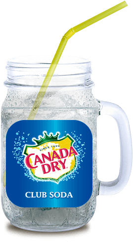 Mason Jar Cup With Canada Dry Club Soda In And On It - Canada Dry Ginger Ale, Cranberry - 12 Pack, 12 Fl Oz (268x600), Png Download