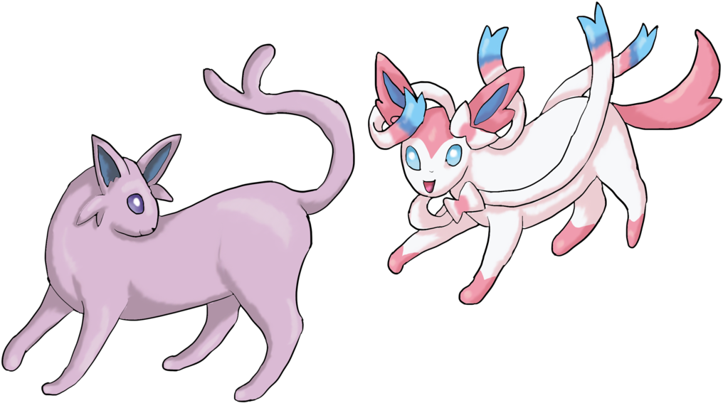 Clip Royalty Free Library And By Cinnamon Quails On - Pokemon Espeon And Sylveon (1024x591), Png Download