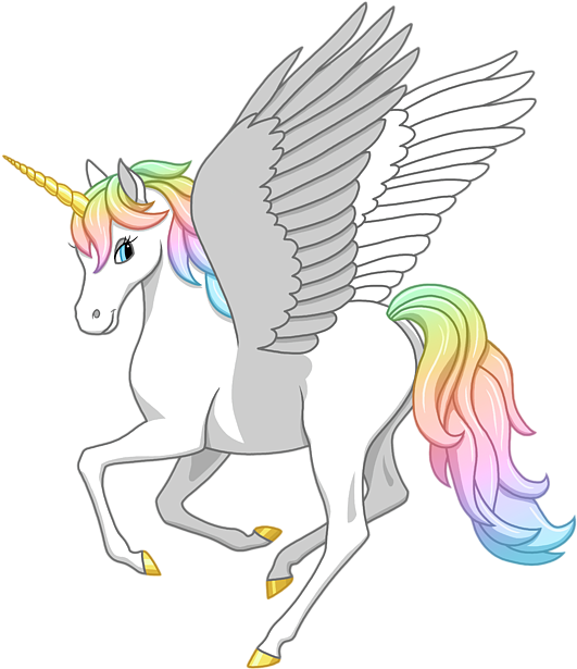 Pretty Rainbow Unicorn Flying Horse Adult Pull - Unicorn Flying (600x700), Png Download