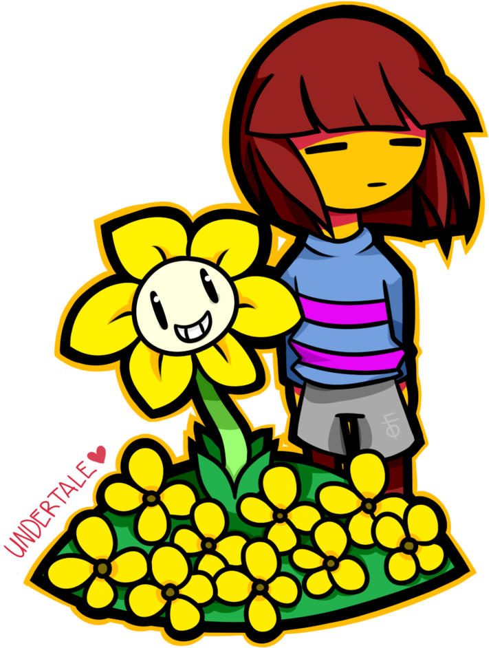 Black And White And Undertale By Jxdith On Deviantart - Frisk And Flowey Undertale (784x1019), Png Download