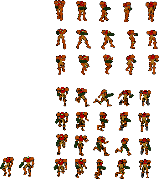 Samus Finally Has An Outline And Base For All Her Player - Samus Sprites Png (508x572), Png Download