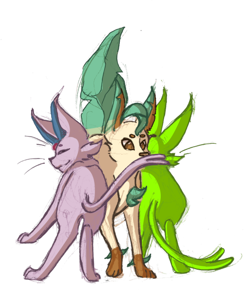 Espeon And Leafeon (540x619), Png Download