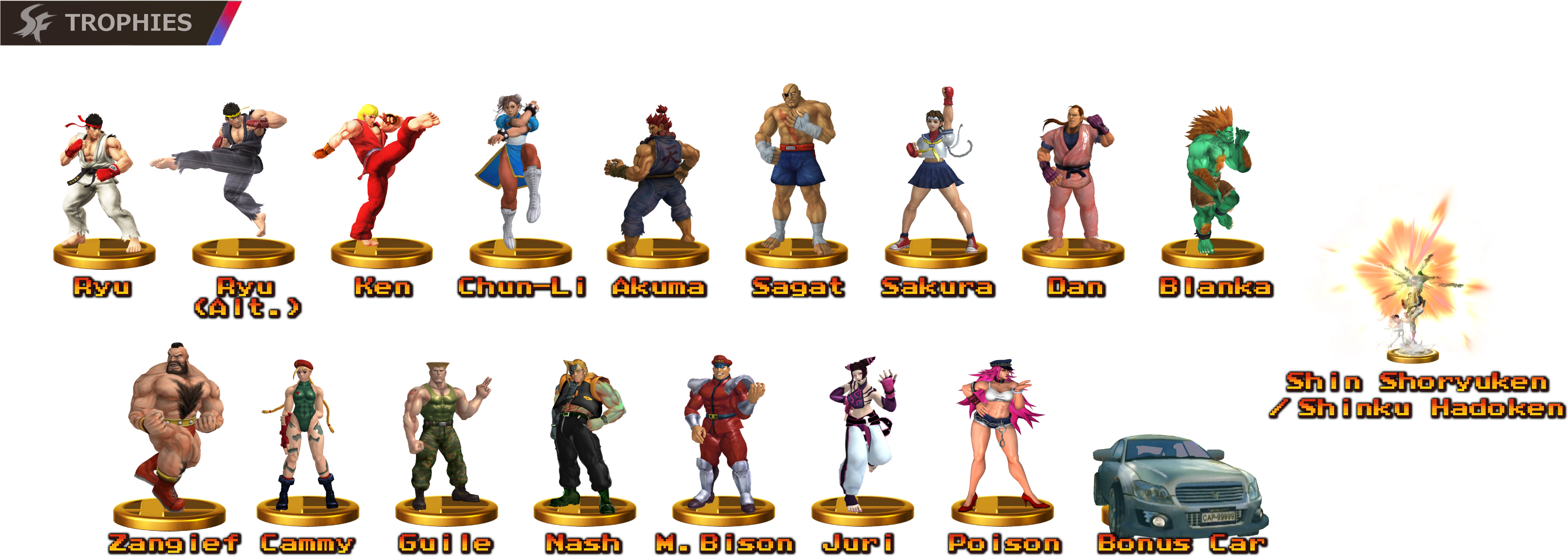 S Trophies Cait - Ken Smash Bros Ultimate (4095x1572), Png Download