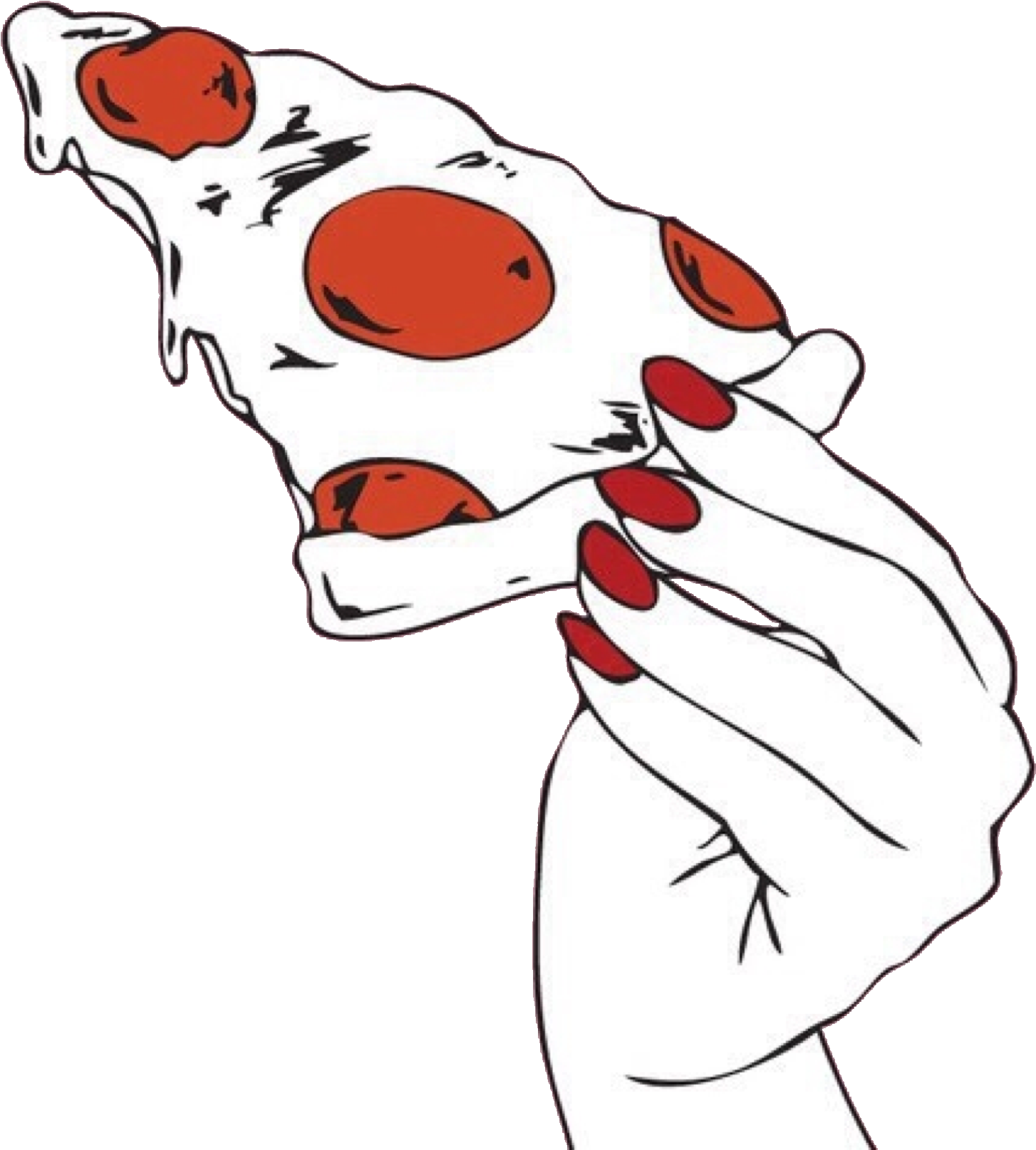 Pizza Food Hungry Hand Nails Red Girl Girly Tumblr - Dibujos De Manos (1707x2048), Png Download