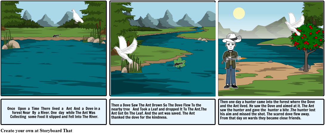 Dove And The Ant - Ant And The Dove And The Hunter (1106x465), Png Download