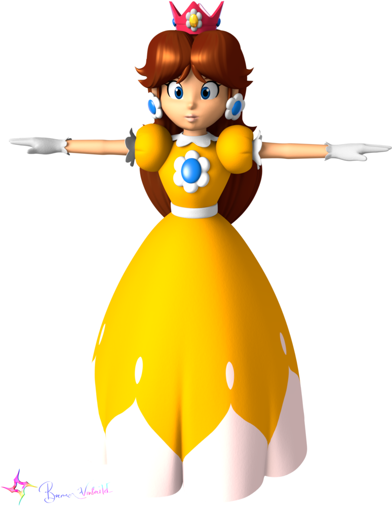 Waving Princess Daisy Png Waving Princess Daisy - Daisy Mario Tennis 64 (795x1005), Png Download