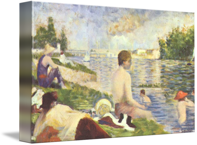 Georges - Poster: Georges Seurat (swimming Pool, Oil Sketches (650x478), Png Download