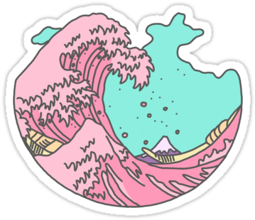 Sentir La Resaca De Esta Pintura Clásica Ola Japonesa - Japanese Anime Pastel Wave (375x360), Png Download