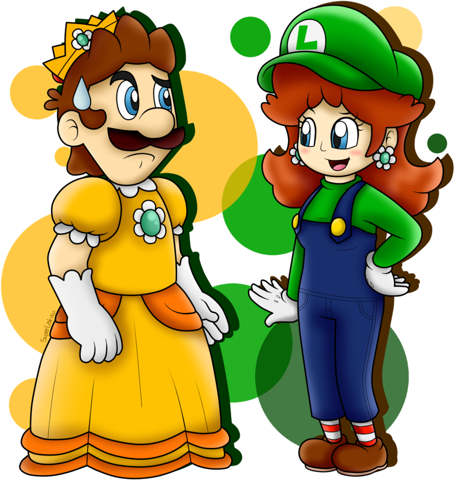 Luigi Drawing Video Game - Super Mario Luigi And Daisy (1024x1024), Png Download