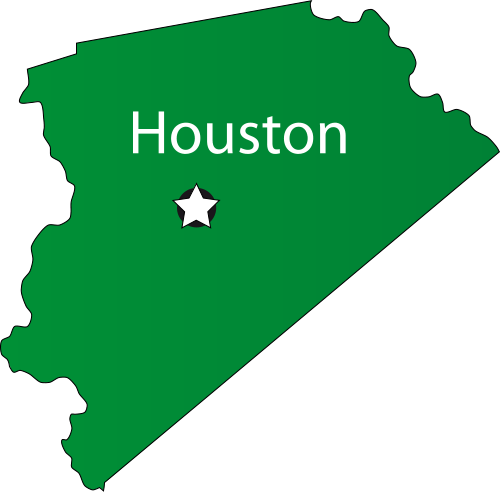 Houston Texas City Skyline Silhouette Black Background - Houston Map Clipart (500x492), Png Download