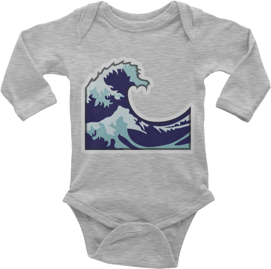 Emoji Baby Long Sleeve One Piece - Emoji Of A Wave (1000x1000), Png Download