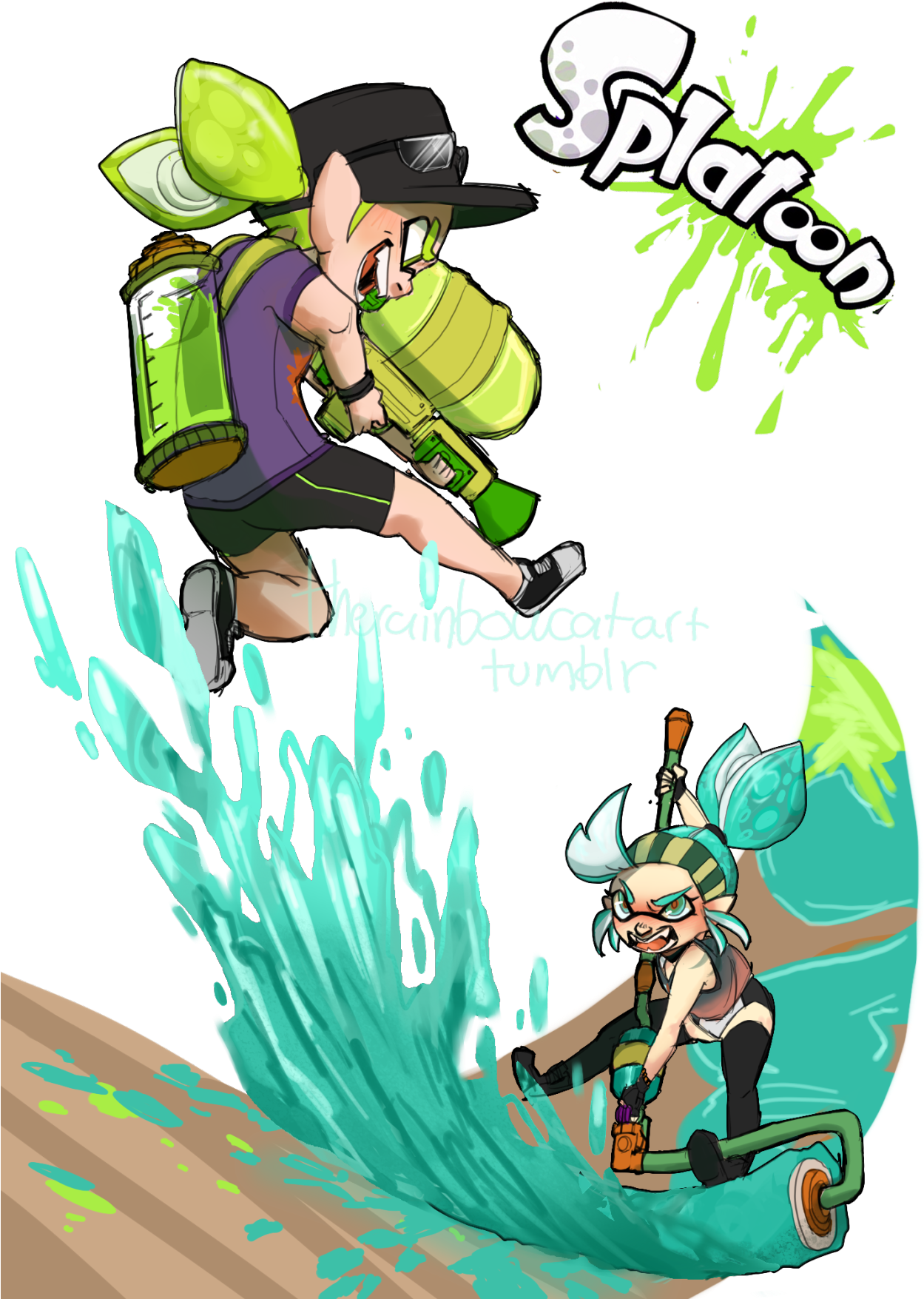 Twothunder - Splatoon + T-shirt White M (1280x1798), Png Download