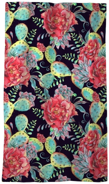 Watercolor Seamless Pattern With Roses, Cactus Blackout - Watercolor Painting (400x400), Png Download
