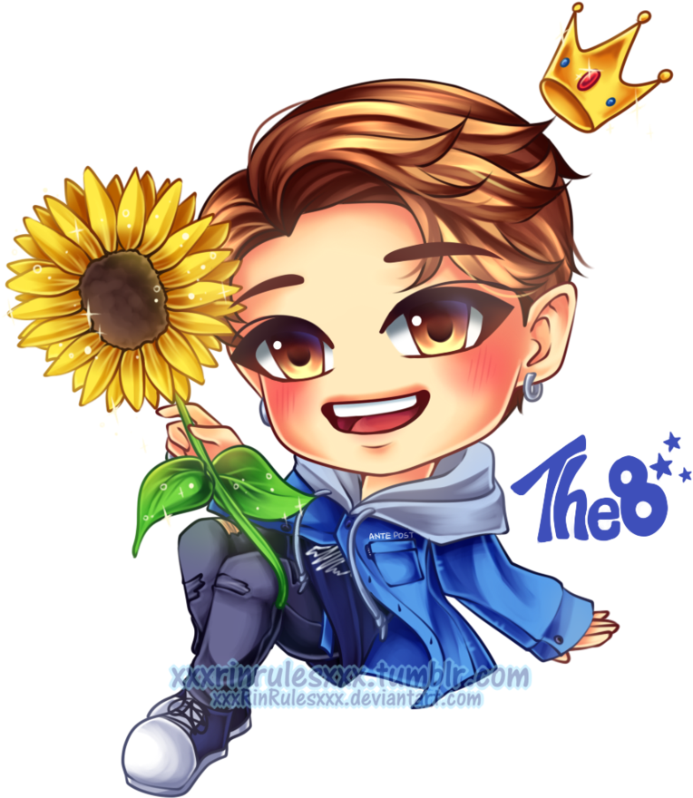 Svg Black And White Stock Drawing Sunflower Chibi - The8 Chibi (894x894), Png Download