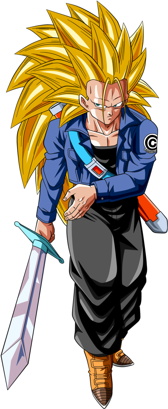 Future Trunks Super Saiyan 3 By El Maky Z-d8l9tsk - Trunks Dragon Ball Heroes (587x1359), Png Download