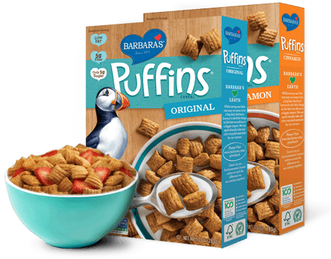 Cereal Box Transparent Png Nutrition Graphic Library - Puffins Cereal (475x371), Png Download