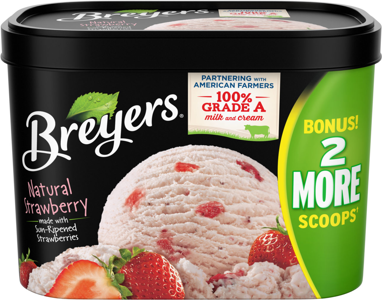 A 56 Ounce Tub Of Breyers Natural Strawberry Front - Breyers All Natural Strawberry (1500x1500), Png Download
