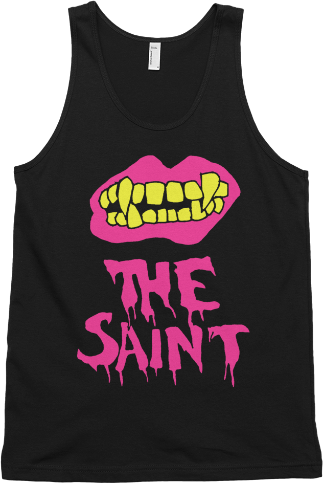 Saint Mouth Pink Yellow Tank Mockup Front Flat Black (1000x1000), Png Download