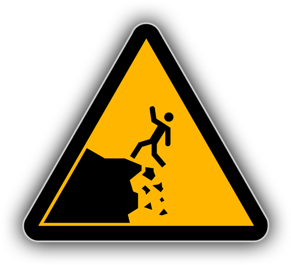 Danger Cliff Sign Png (600x550), Png Download
