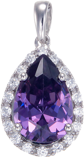 Graphic Elegant Delicate Amethyst Pendant With Halo - Delicate (750x750), Png Download