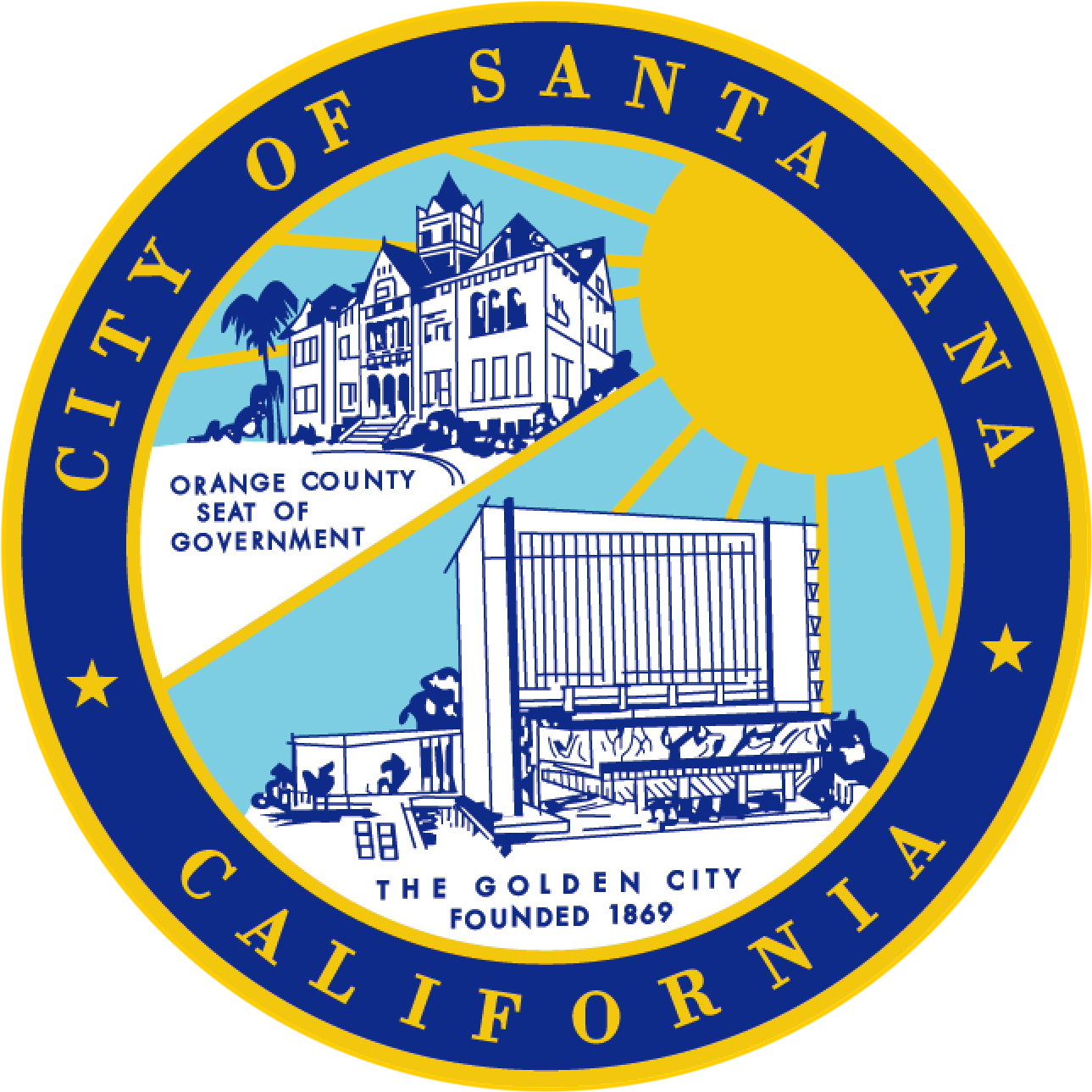City Seal Yellow - City Of Santa Ana California Flag (1500x1500), Png Download