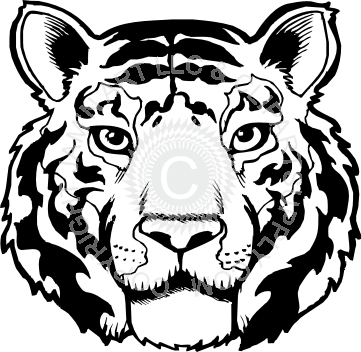 Tiger Head Black And White Svg Stock - Tiger Clip Art Black And White Free (361x352), Png Download