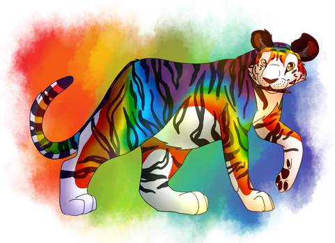 Rainbowtiger - Tiger (481x350), Png Download