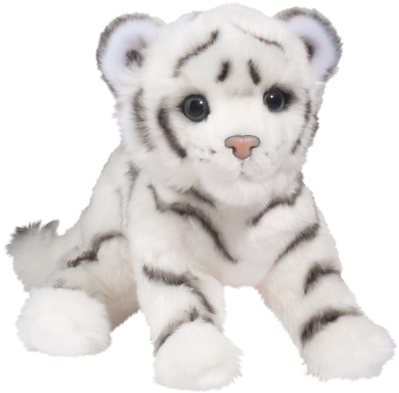 Douglas Silky White Tiger Cub - Small White Tiger Stuffed Animal (600x600), Png Download
