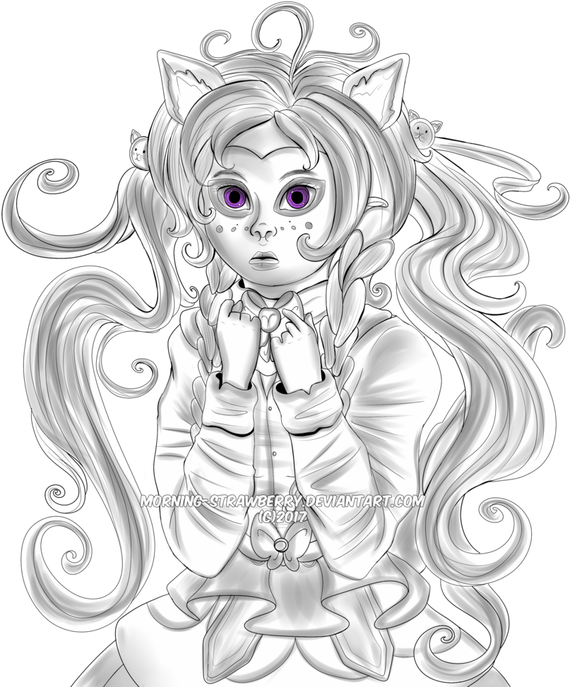 Cat Ears And Bows By Morning On - Drawing (822x972), Png Download