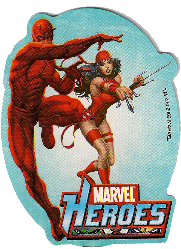 Oval Sticker With Marvel Heroes Daredevil And Elektra - Marvel Heroes 2010 Daredevil (761x898), Png Download