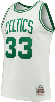 Boston Celtics White Swingman - Larry Bird Jersey (421x480), Png Download