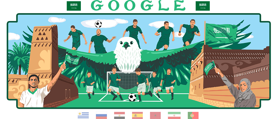 Show Headers - Google Doodle World Cup 2018 Day 7 (1158x500), Png Download
