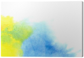 Abstract Yellow-blue Watercolor Splash Canvas Print - Painting (400x400), Png Download
