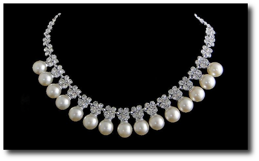 Tiaras And Crowns, For Less, Pearl Necklace, Bridal - Pearl Bridal Necklace (530x330), Png Download