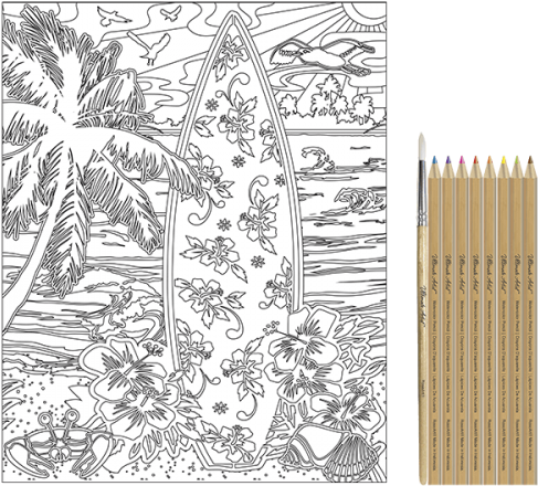 Ultimate Artist Watercolor Canvas Painting Island - Line Art (500x500), Png Download