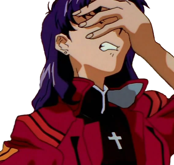 Misato Katsuragi Facial Expression Human Hair Color - Misato Facepalm (569x540), Png Download