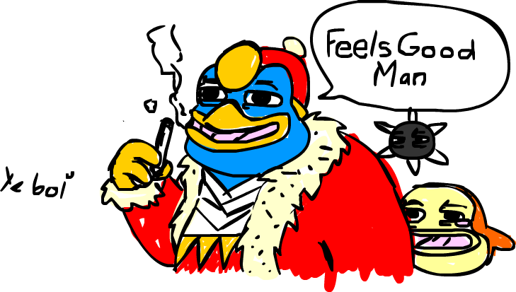 Feels Good Man E Bol King Dedede Vertebrate Text Cartoon - Dedede Pepe (729x413), Png Download