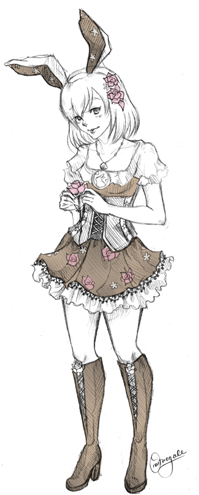 Anime, Bunny Ears, And Girl Image - Rabbit Ears Drawing (400x1000), Png Download