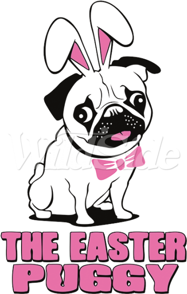 Easter Puggy Pug With Bunny Ears - Pug (600x600), Png Download