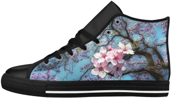 Cherry Blossom Aquila High Top Microfiber Leather Women's - Niwaho Shoes Custom Men's High Top Shoes Personalized (500x500), Png Download