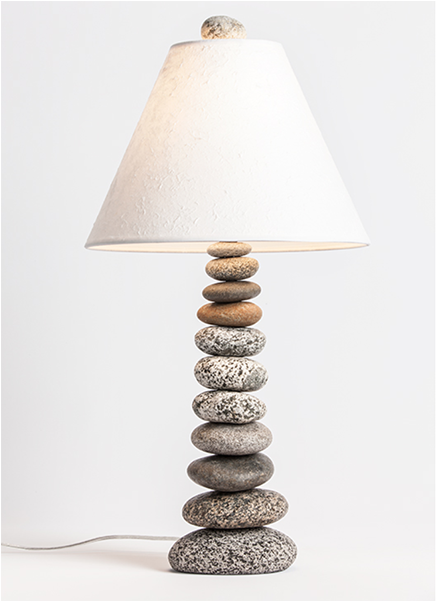 Stacked Rock Cottage Lamp - Incandescent Light Bulb (600x600), Png Download