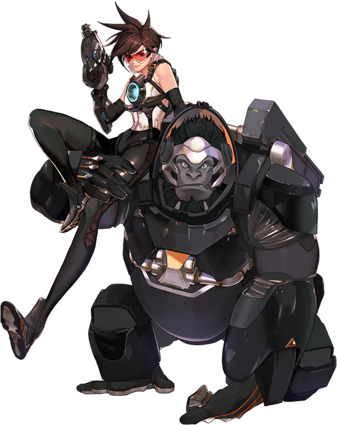 Blackwatch - Overwatch Winston And Tracer (670x980), Png Download