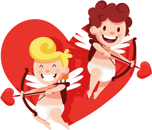 Hand Drawn Cartoon Cupid Arrow Decoration Vector - Cupid (1024x1024), Png Download