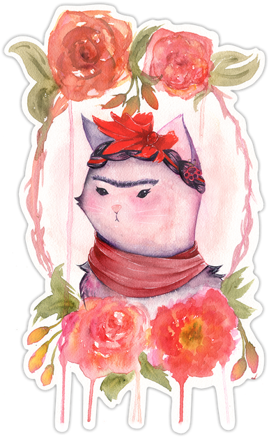Handmade Vinyl Sticker Of The My Original Watercolor - Garden Roses (498x684), Png Download